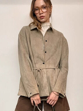 Forever 21 Fall Khaki Coat Slim Fit Belted Waist